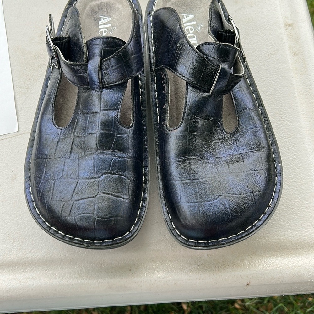 Alegria Black Sandals Comfortable Slip-On Design